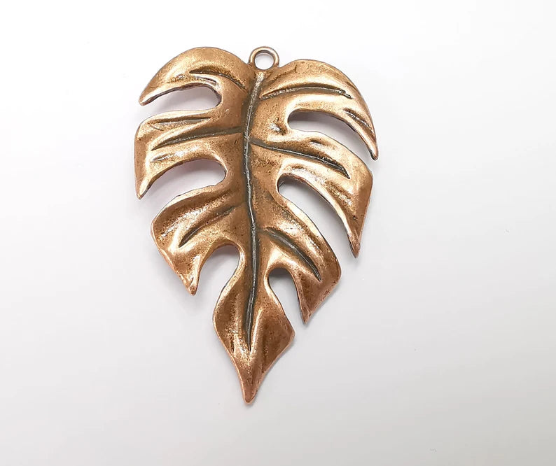 Monstera Leaf Charms Pendant Antique Copper Plated (59x39mm) G29150