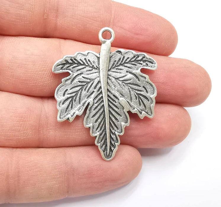 Leaf Pendant Charms Antique Silver Plated Charms (44x35mm) G29152