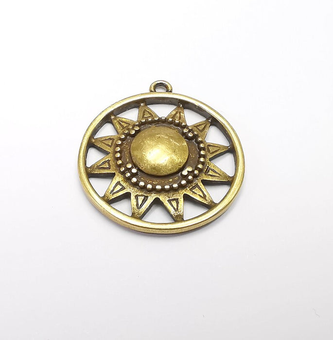 Sun Charm, Antique Bronze Plated Charms (33x29mm) G29420