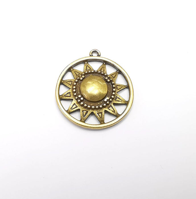 Sun Charm, Antique Bronze Plated Charms (33x29mm) G29420