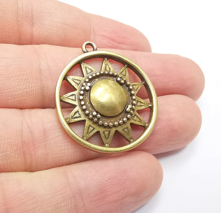 Sun Charm, Antique Bronze Plated Charms (33x29mm) G29420