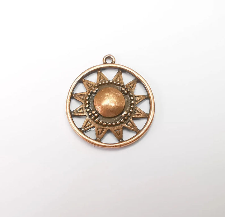 Sun Charm, Antique Copper Plated Charms (33x29mm) G29425