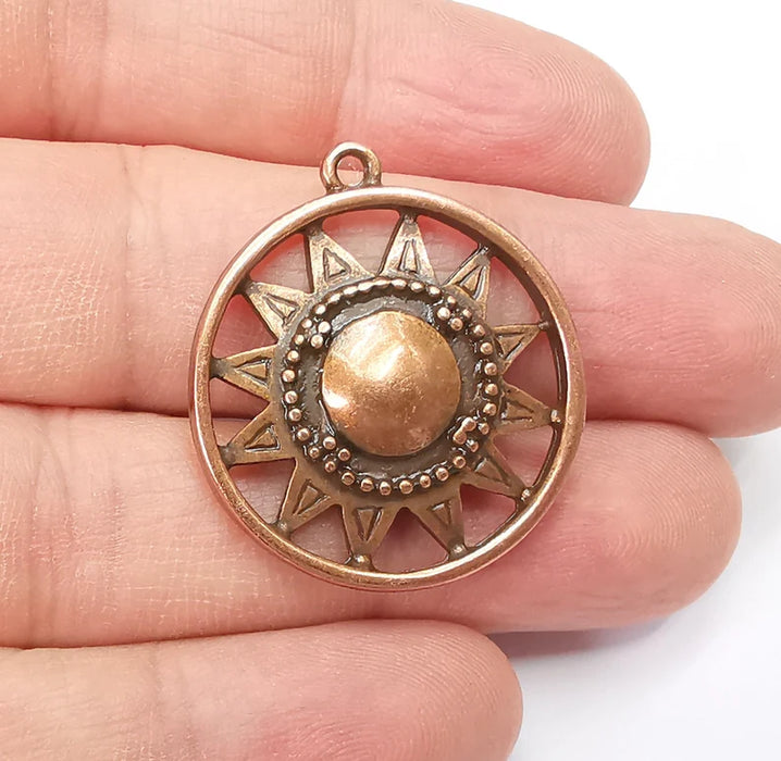 Sun Charm, Antique Copper Plated Charms (33x29mm) G29425