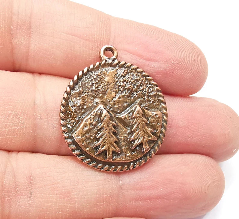 Mountain Tree Landscape Charms Pendant Antique Copper Plated Charms (30x26mm) G29430