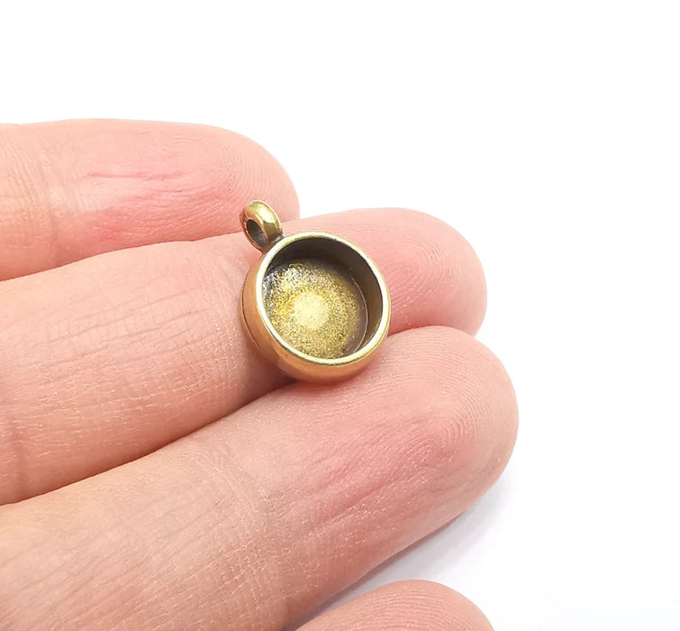 Round Pendant Blanks, Resin Bezel Base, Mosaic Mountings, Antique Bronze Plated (10mm Blank Size) G29434