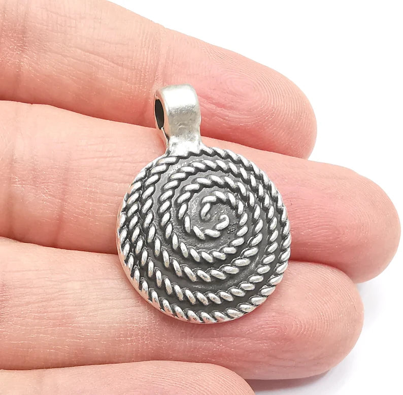 Silver Dangle Charms, Antique Silver Plated (32x23mm) G29435