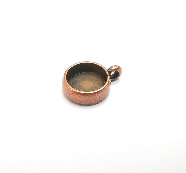5 Round Pendant Blanks, Resin Bezel Base, Mosaic Mountings, Antique Copper Plated (10mm Blank Size) G29442