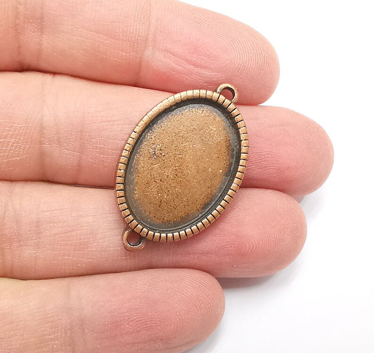 Oval Pendant Connector Blanks, Resin Bezel Bases, Mosaic Mountings, Polymer Clay base, Antique Copper Plated (25x18mm) G29444