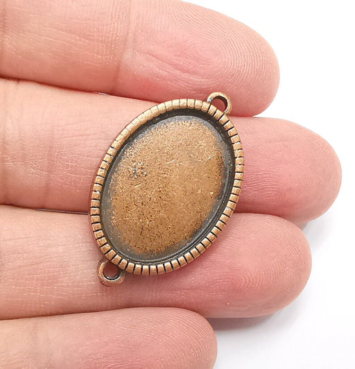 Oval Pendant Connector Blanks, Resin Bezel Bases, Mosaic Mountings, Polymer Clay base, Antique Copper Plated (25x18mm) G29444