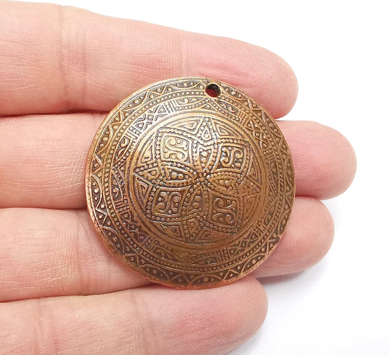 Mandala Charms, Antique Copper Plated Mandala Charms (42mm) G29447