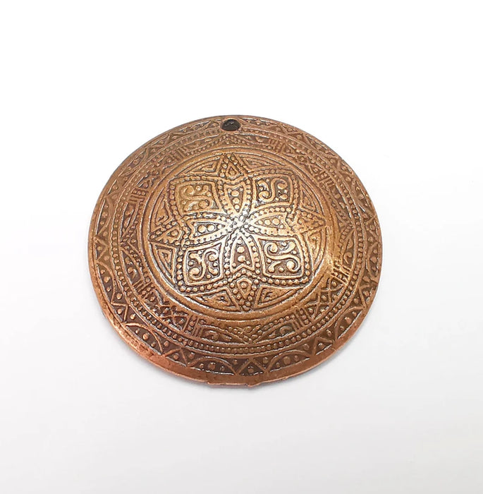 Mandala Charms, Antique Copper Plated Mandala Charms (42mm) G29447