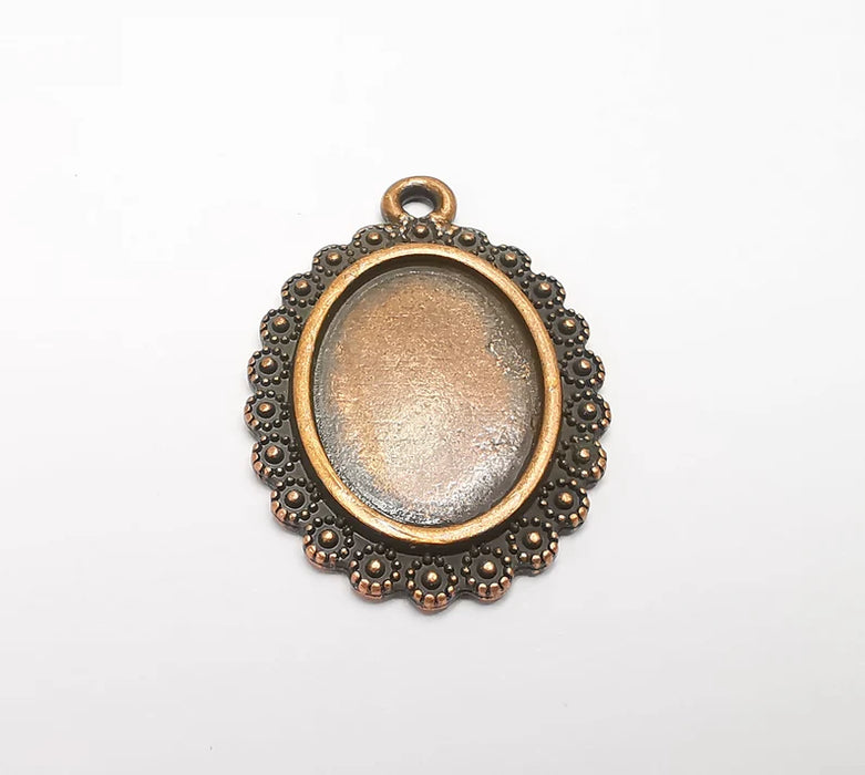 Oval Pendant Bezel Blanks, Resin Bezel Bases, Mosaic Mountings, Polymer Clay base, Antique Copper Plated (25x18mm) G29448