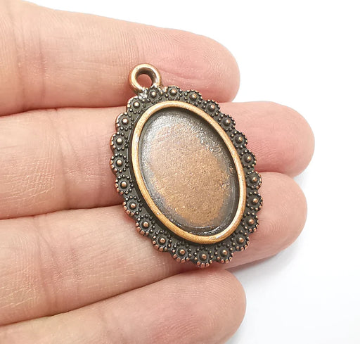 Oval Pendant Bezel Blanks, Resin Bezel Bases, Mosaic Mountings, Polymer Clay base, Antique Copper Plated (25x18mm) G29448
