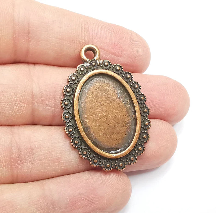 Oval Pendant Bezel Blanks, Resin Bezel Bases, Mosaic Mountings, Polymer Clay base, Antique Copper Plated (25x18mm) G29448