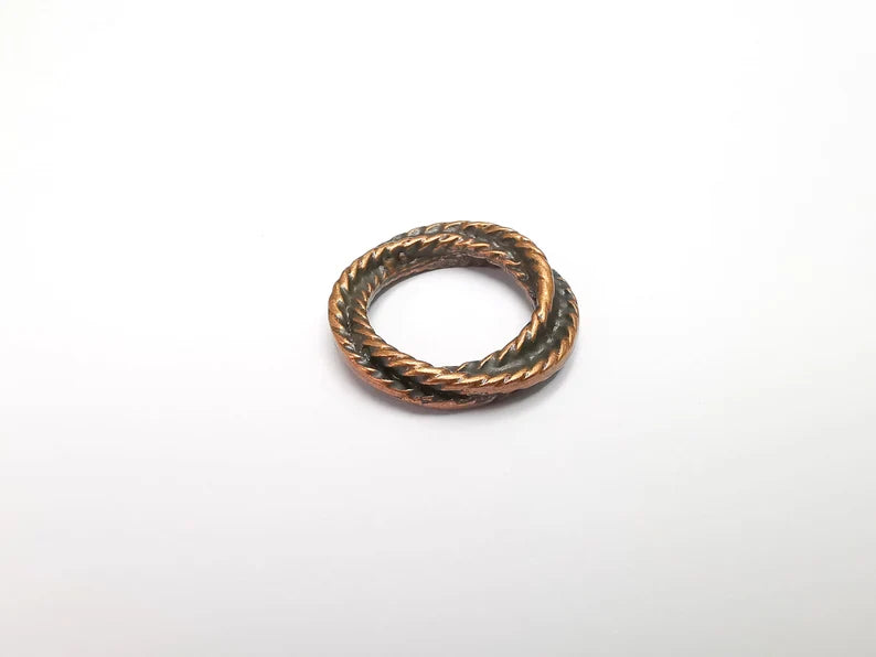 2 Round Twisted Circle Antique Copper Plated Circle Findings (25mm) G29454