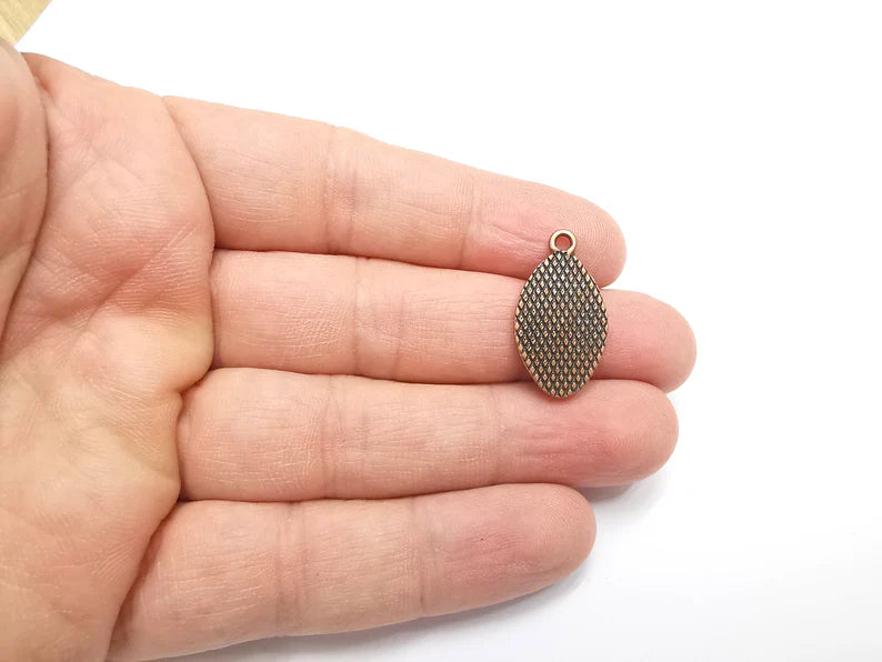 2 Marquise Charm Bezel, Resin Blank, inlay Mounting, Mosaic Pendant Frame, Cabochon Base,Dry Flower Setting, Antique Copper (18x10mm) G29455