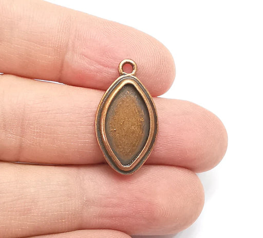 2 Marquise Charm Bezel, Resin Blank, inlay Mounting, Mosaic Pendant Frame, Cabochon Base,Dry Flower Setting, Antique Copper (18x10mm) G29455