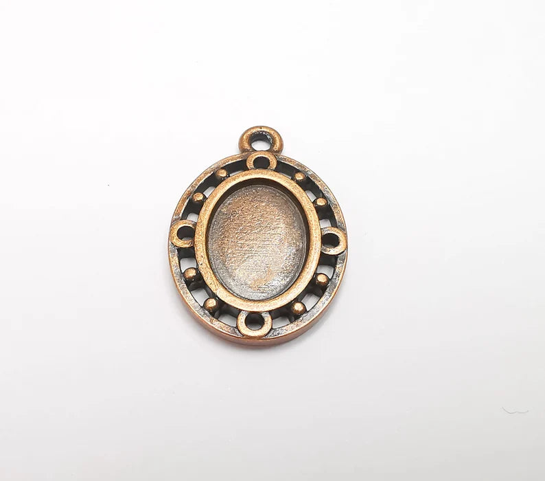 Oval Pendant Bezel Blanks, Resin Bezel Bases, Mosaic Mountings, Polymer Clay base, Antique Copper Plated (18x13mm) G29458