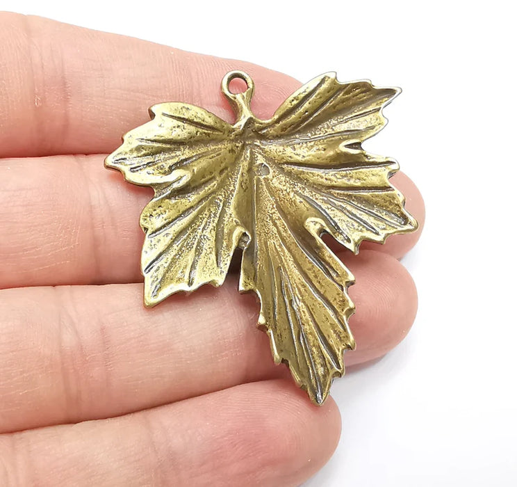 Leaf Pendant Charms Antique Bronze Plated Charms (44mm) G28877