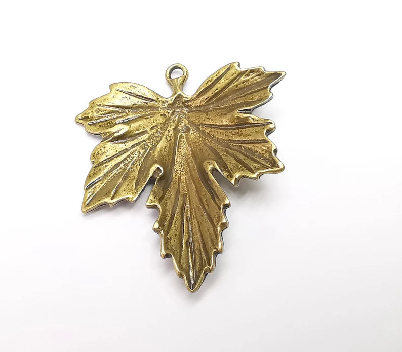 Leaf Pendant Charms Antique Bronze Plated Charms (44mm) G28877