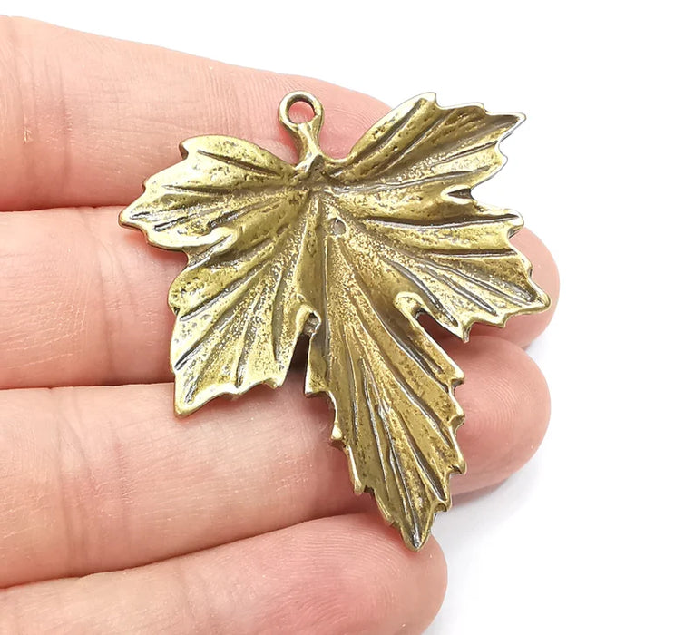 Leaf Pendant Charms Antique Bronze Plated Charms (44mm) G28877