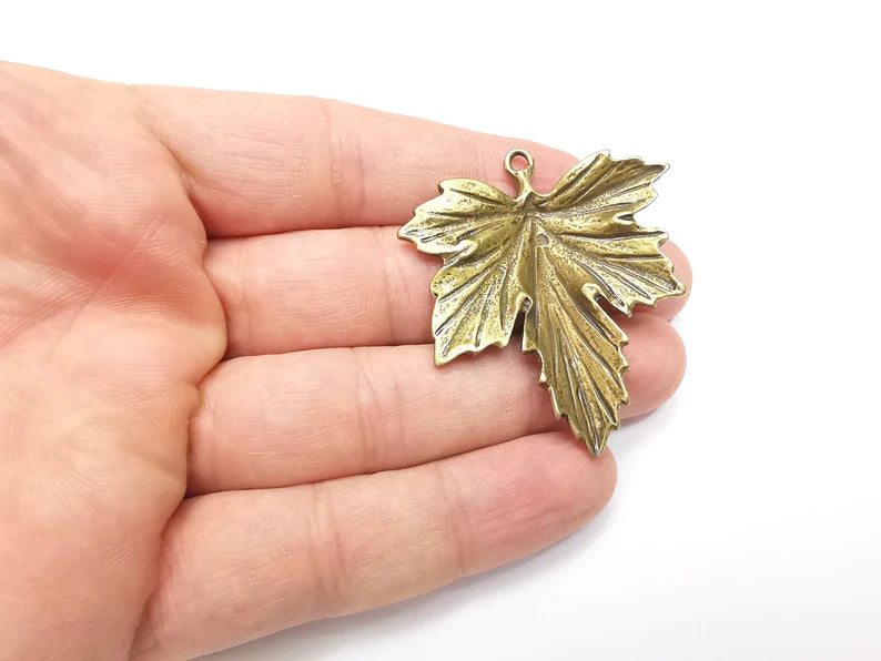 Leaf Pendant Charms Antique Bronze Plated Charms (44mm) G28877