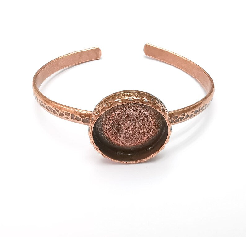 Round Bracelet Blank Resin Cuff Dry Flower inlay Blank Cuff Bezel Glass Cabochon Base Hammered Adjustable Antique Copper (22mm ) G29162