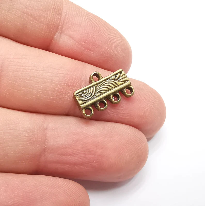 4 Separator Findings, End Bar Findings Antique Bronze Plated (16x10mm) G29164
