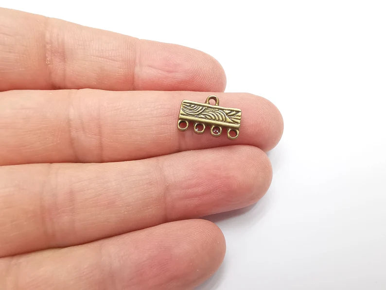 4 Separator Findings, End Bar Findings Antique Bronze Plated (16x10mm) G29164