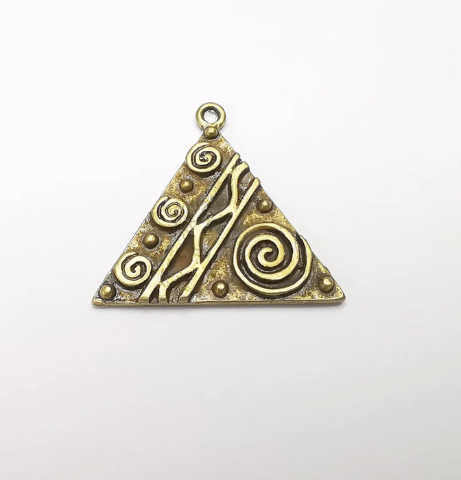 Unique Triangle Bronze Charms, Antique Bronze Plated (31mm) G29166