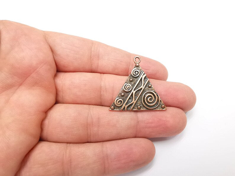 Unique Triangle Copper Charms, Antique Copper Plated (31mm) G29170