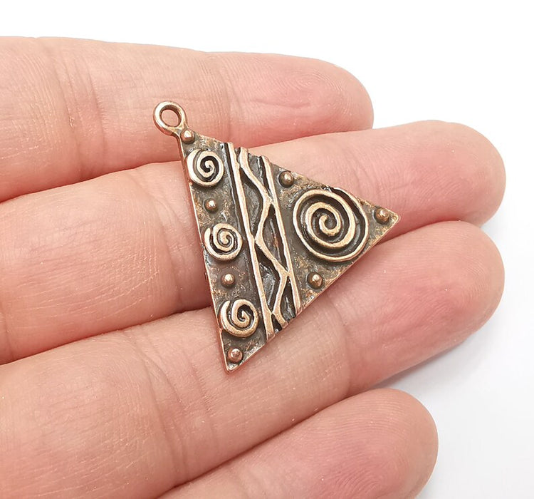 Unique Triangle Copper Charms, Antique Copper Plated (31mm) G29170