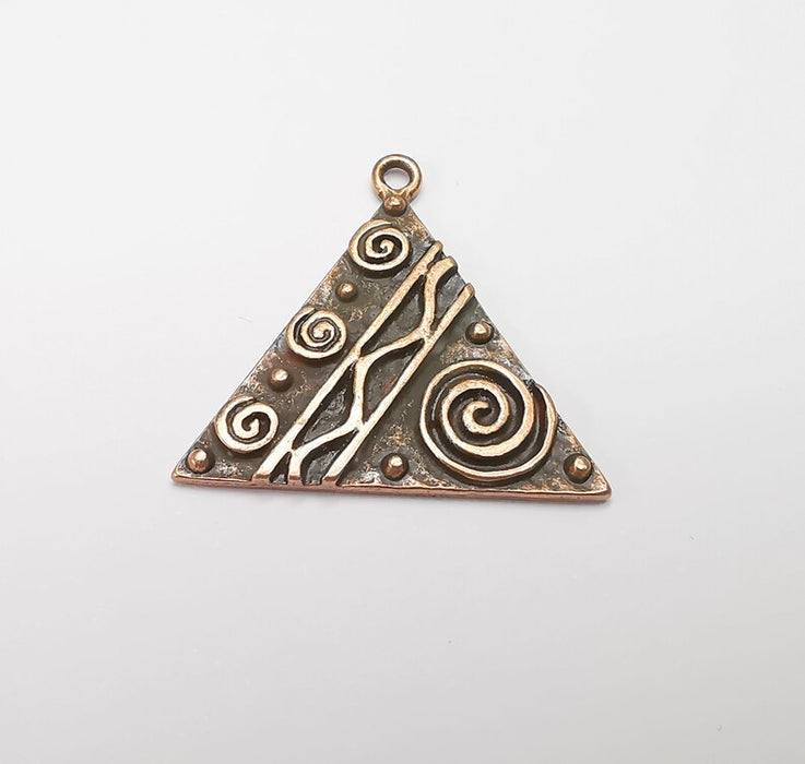 Unique Triangle Copper Charms, Antique Copper Plated (31mm) G29170