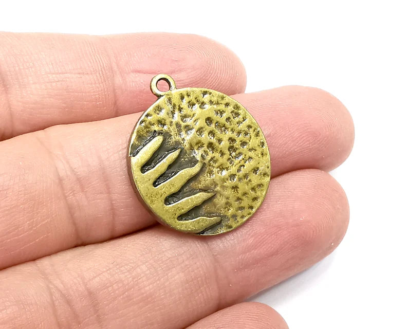Sun Charms, Antique Bronze Plated Hammered Charms (28x24mm) G29189