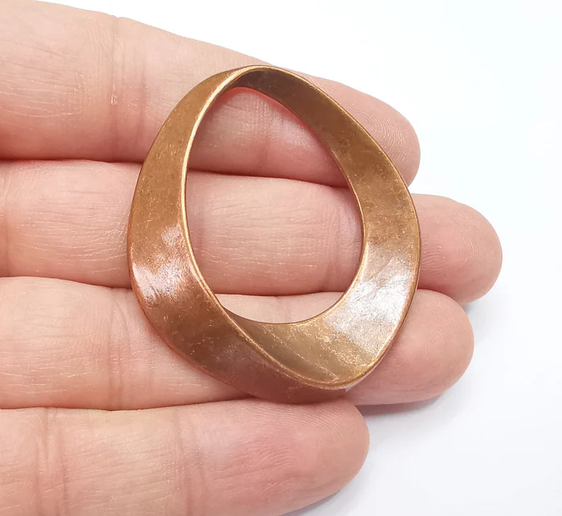 Curved Pendant Charms Antique Copper Plated Charms (48x43mm) G29193