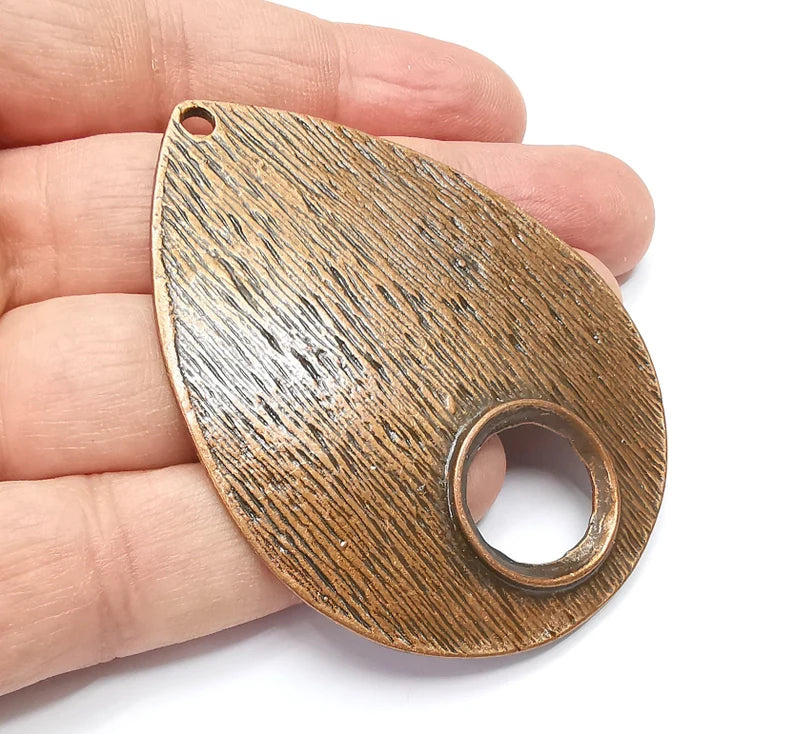 Antique Copper Pendant Blank Cabochon Base, Antique Copper Plated Medallion (71x54mm) G29215