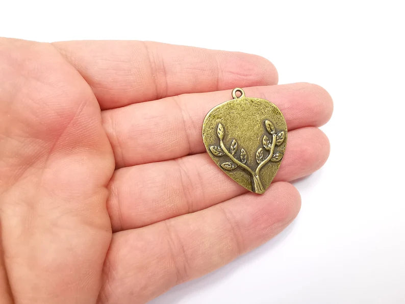 Branch Leaf Charms Plant Nature Charms Pendant Antique Bronze Plated Charms (34x28mm) G29219