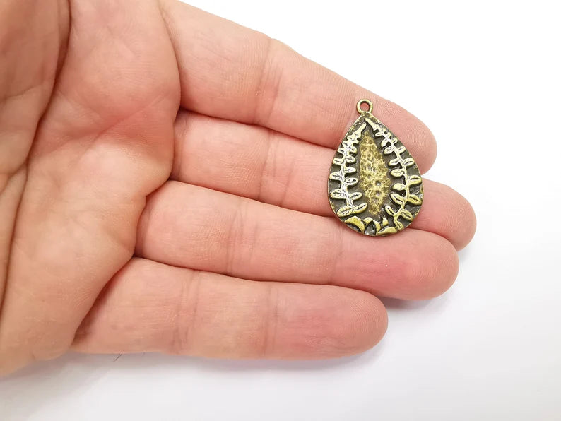 Fern Charms Antique Bronze Plated Drop Charms (34x23mm) G29220