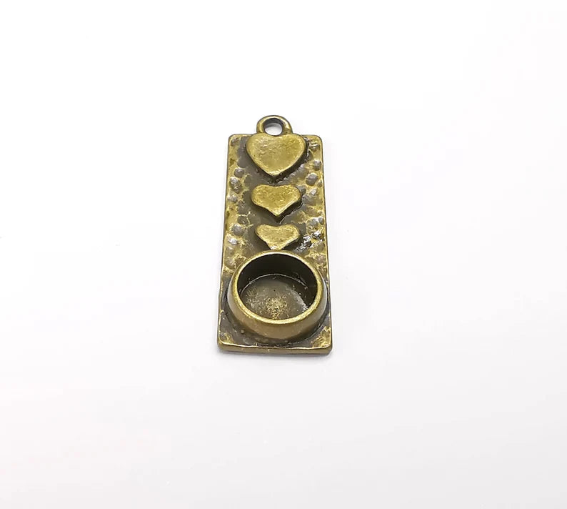 Heart Charms Pendant Bezels, Resin Blank, inlay Mountings, Mosaic Frame, Cabochon Bases, Flower Settings Antique Bronze Plated (8mm) G29222