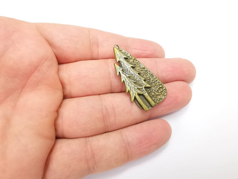Trees Charms Antique Bronze Plated Brushed Charms (40x19mm) G29226