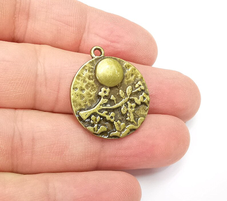 Flowering Tree Charms, Antique Bronze Plated Charms (29x25mm) G29227