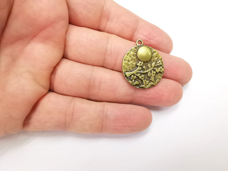 Flowering Tree Charms, Antique Bronze Plated Charms (29x25mm) G29227