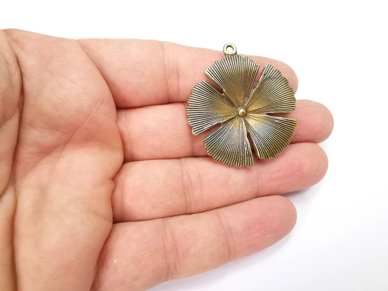 Flower Charms Pendant Antique Bronze Plated (42x38mm) G29239