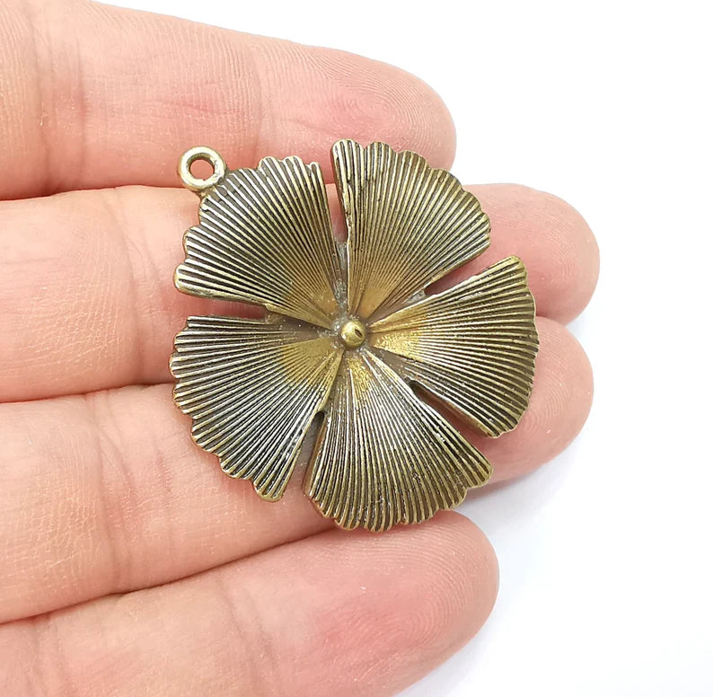 Flower Charms Pendant Antique Bronze Plated (42x38mm) G29239