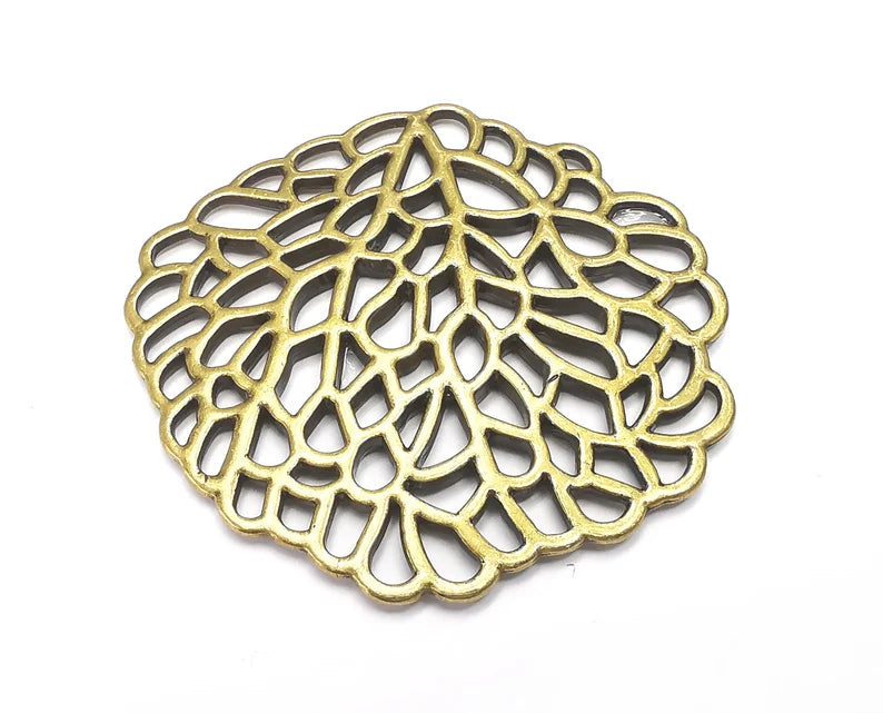 Coral Filigree Pendant Antique Bronze Plated Findings (66x62mm) G29469