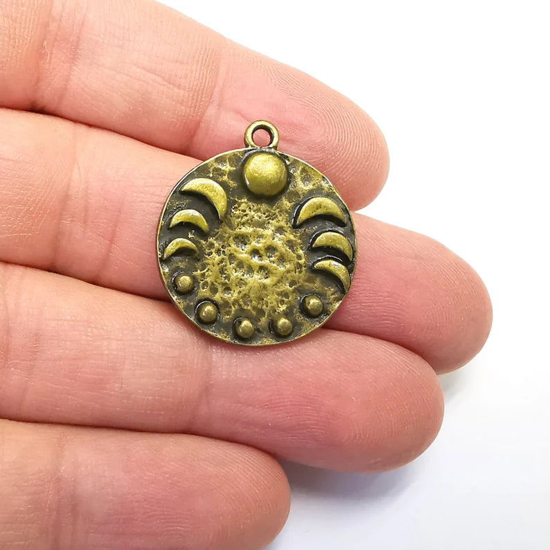 Crescent Moon Charms, Phase of the moon, Antique Bronze Plated Charms (29x25mm) G29250