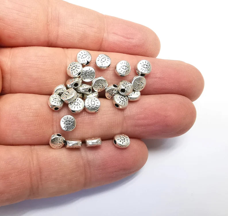 10 Antique Silver Beads, Antique Silver Plated Findings (6mm) G29252