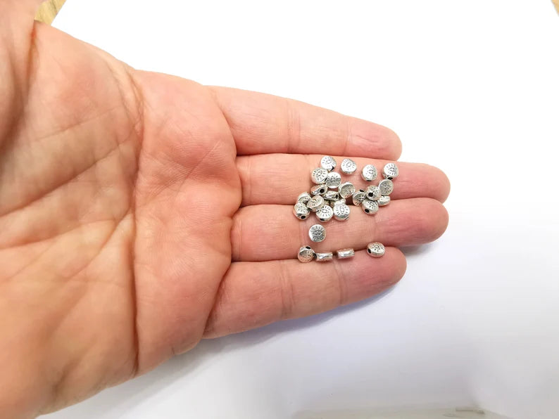 10 Antique Silver Beads, Antique Silver Plated Findings (6mm) G29252