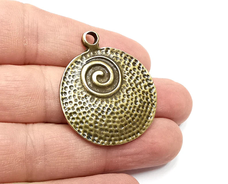 Swirl Hammered Charms, Antique Bronze Plated (39x33mm) G29256