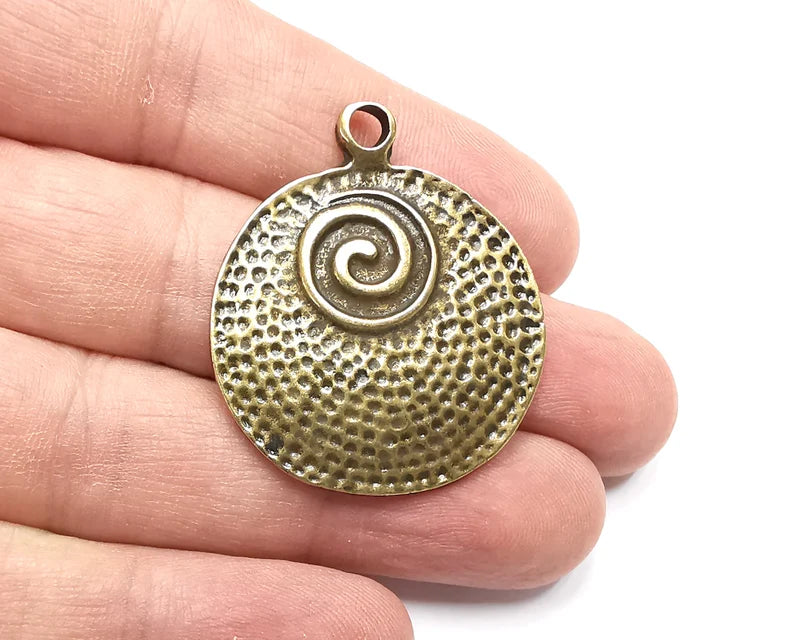 Swirl Hammered Charms, Antique Bronze Plated (39x33mm) G29256